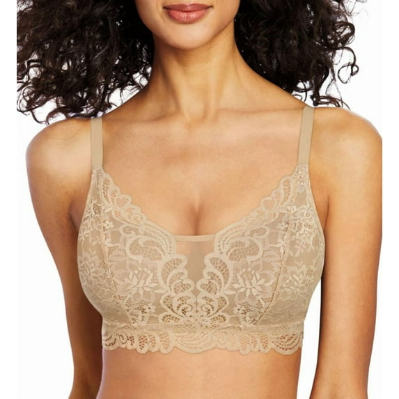 Women's Bali DF6591 Lace Desire All Over Lace Convertible Wirefree Bra (Latte Lift M)