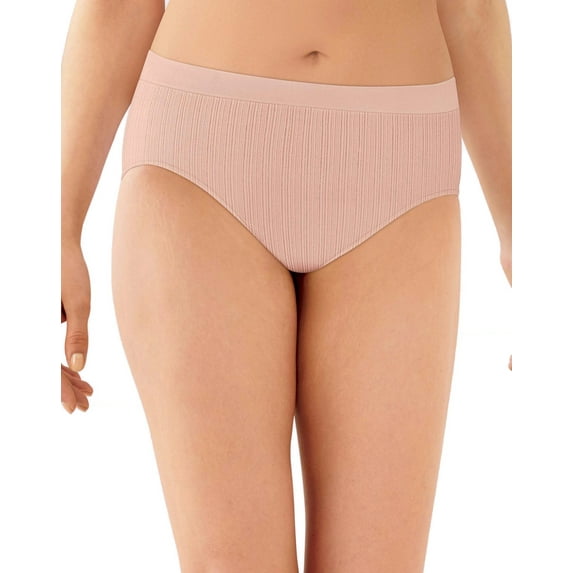 Bali Womens One Smooth U All-Around Smoothing Hi-Cut Panty, 9, Almond Rib