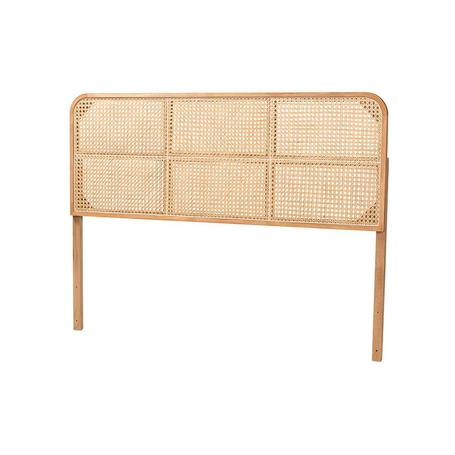 Natural Brown Bayur Wood and Rattan Queen Headboard