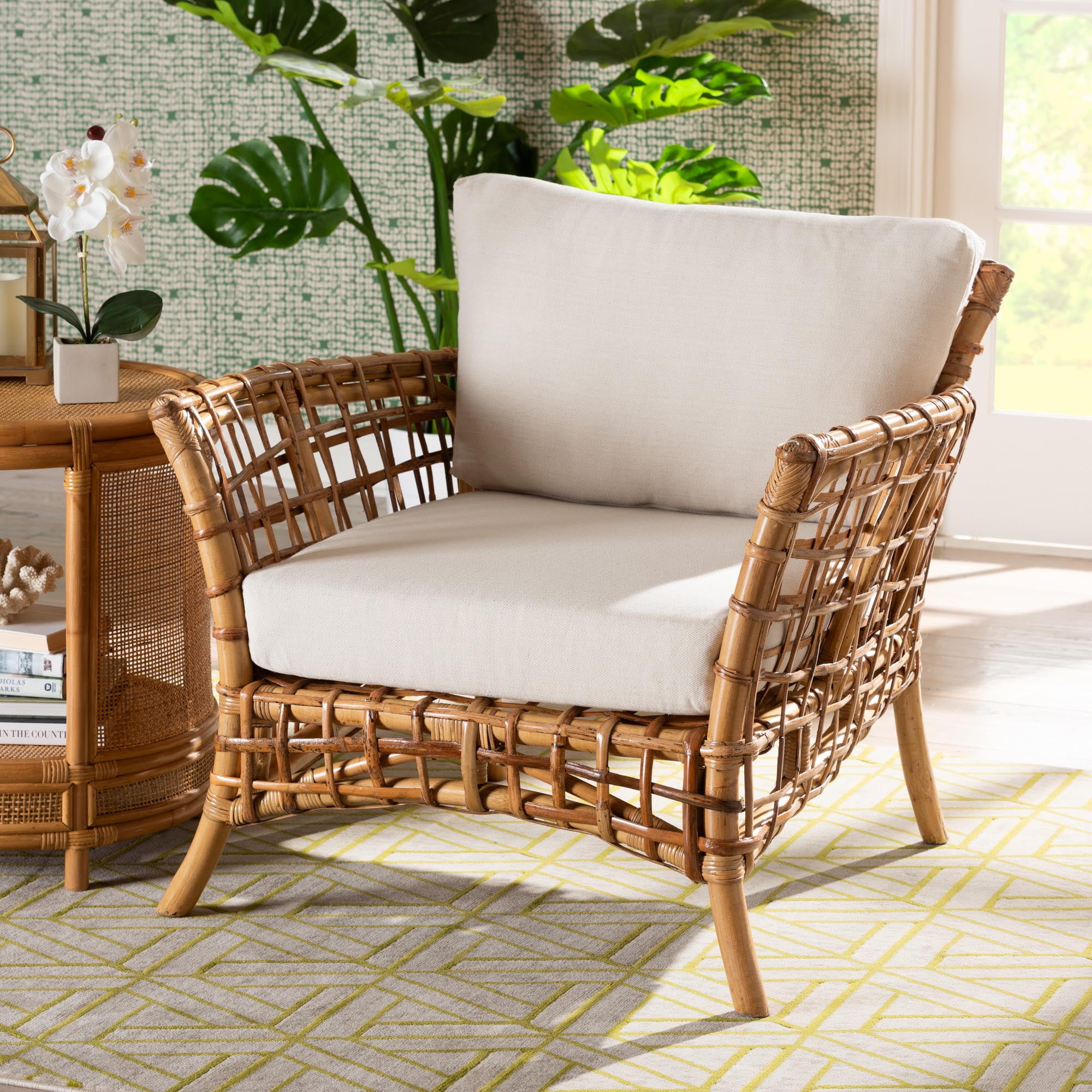 Bali Pari Babette Rattan Boho Accent Chair Natural Brown