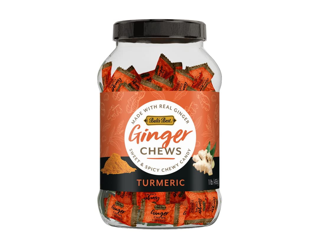 Balis Best Ginger Chews Irresistible Turmeric Infusion 1lb Jar Authentic Ginger With A 2988