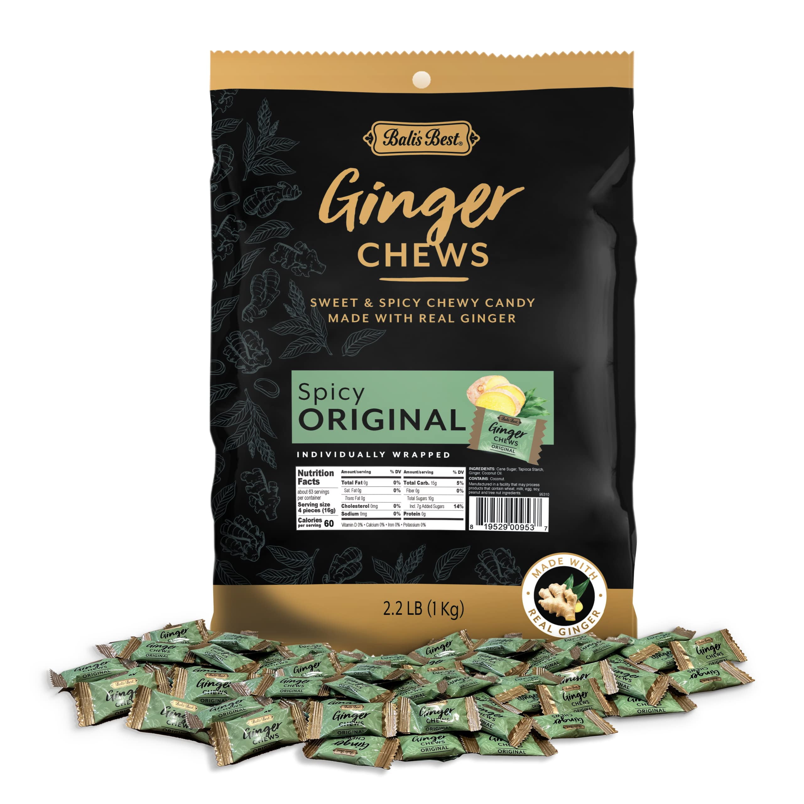 Bali's Best Ginger Chews Irresistibly Spicy Original Flavor 2.2 lb