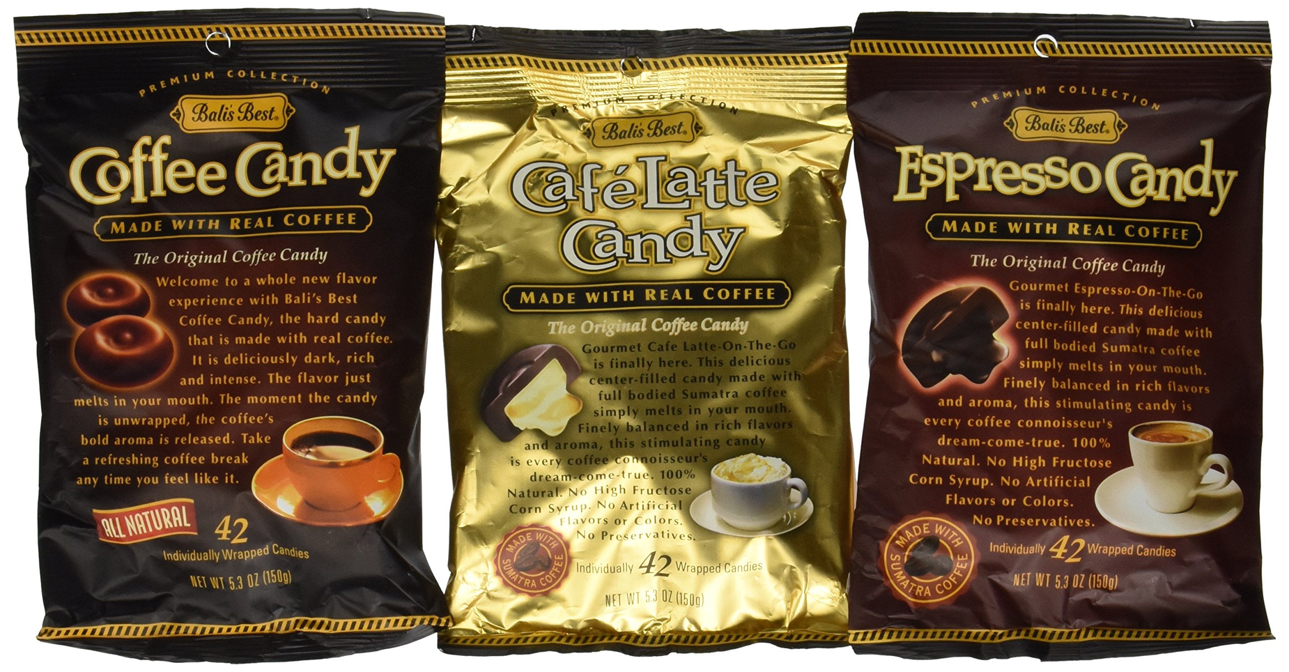 Bali's Best Coffee, Espresso and Latte Candy Three Pack, 5.3oz