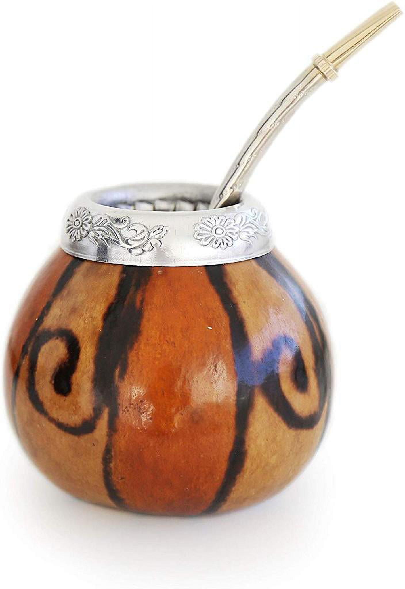 Balibetov Yerba Mate Gourd Set (Original Natural Handmade Yerba Mate Cup  Argentina) - Includes Mate Tea Cup, Bombilla (Yerba Mate Straw) and Clean