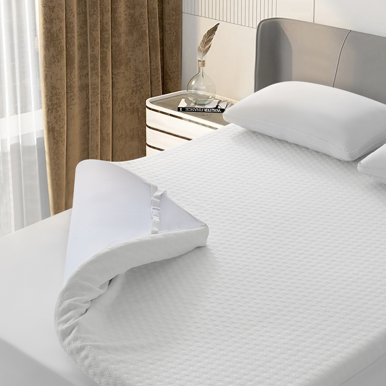 Balichun 3 Inch Gel Memory Foam Mattress Topper for Pressure Relief