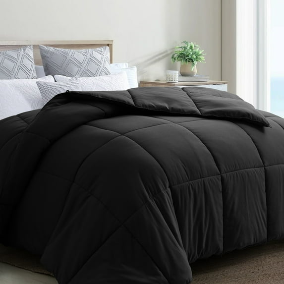 Balichun Comforters Oversized King Size, Black All Season Duvet, Lightweight Quilt, Down Alternative Hotel Comforter with Corner Tabs (Black, Oversize King 116x98 Inches)