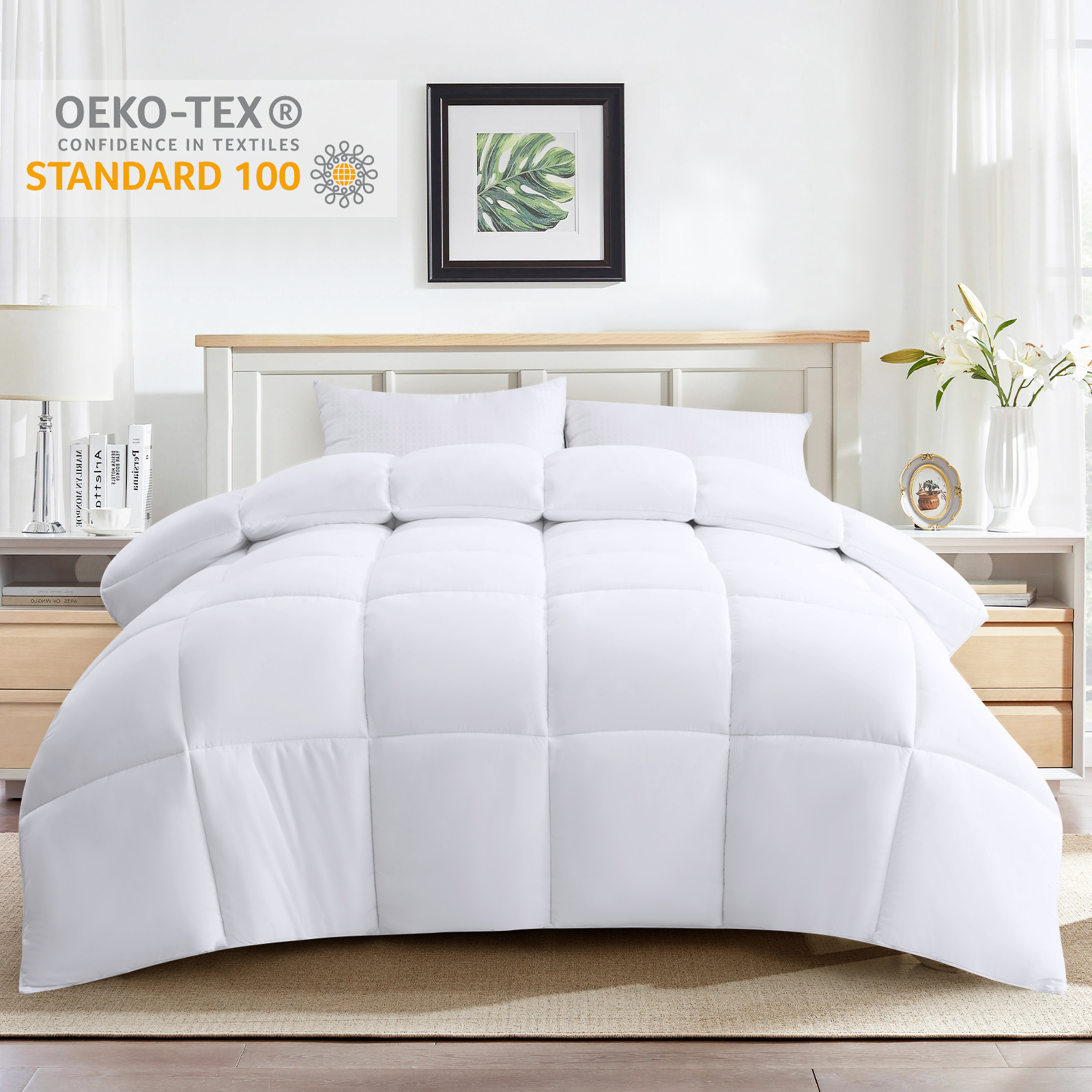 Equinox Comforter (350 GSM) White Alternative Goose Down Duvet (King) Hypoallergenic, Plush