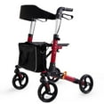 thumbnail image 1 of Balichun Rollator Walker for Seniors, Lightweight Foldable All Terrain Rolling Walker with seat, Aluminum Walkers with 8 inch Solid Wheels, Handles and Backrest for Seniors and Adult, Red, 1 of 13