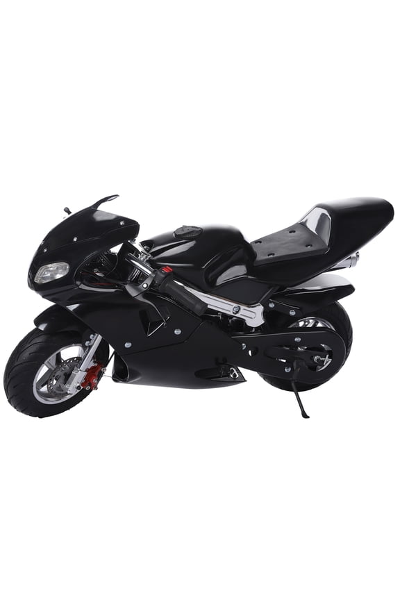 49CC Kids Motorcycles Gas Powered Mini Motorbike with 1.25L Tank, 2-Stroke Mini Motorcycles with Dual Headlights Brakes & Rubber Handlebar, Adult Toy Motorcycle Pit Bike Ages 5-15 (Black)