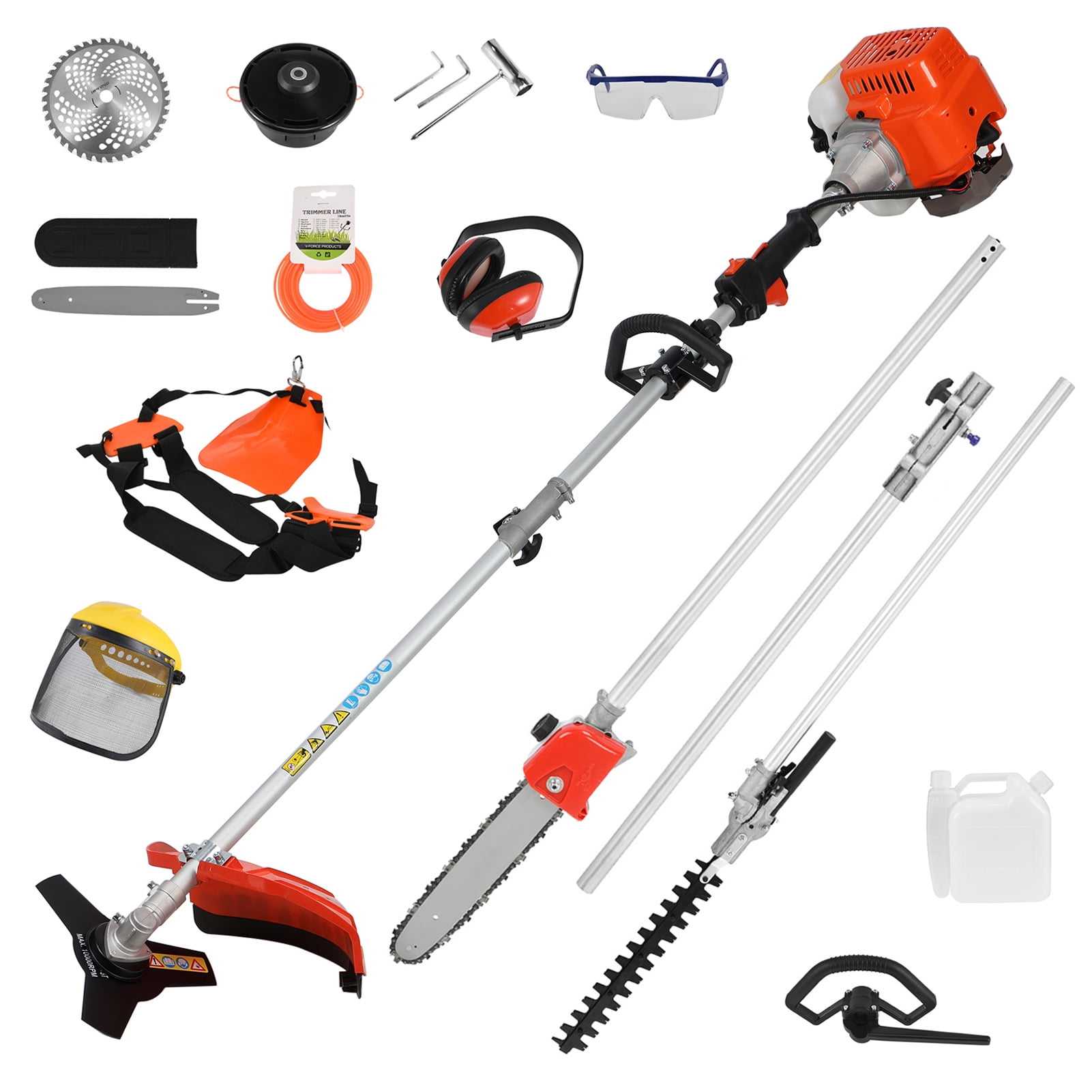 Balieda 52cc Lawn Mower 5 in 1 Weed Eater Strong Powerful Full Functioning Guard Accessories Hedge Trimmer 2 Stroke Petrol Hedge Trimmer Chainsaw Brush Cutter