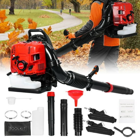 Balieda 75.6CC 4-Stroke Backpack Gas Leaf Blower, Snow Blower with Variable Speed & Cruise Control, Up to 900 CFM & 210 MPH Blowers for Lawn Care, Red