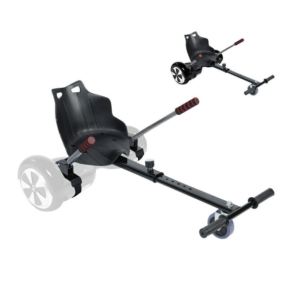 Balieda Hoverboard Go Kart with Foam-Covered Handlebars, Hoverboard Seat Attachment Accessory for 6.5" 8" 8.5" 10" Hoverboard, Adjustable Frame Length & Rubber Wheel, Black