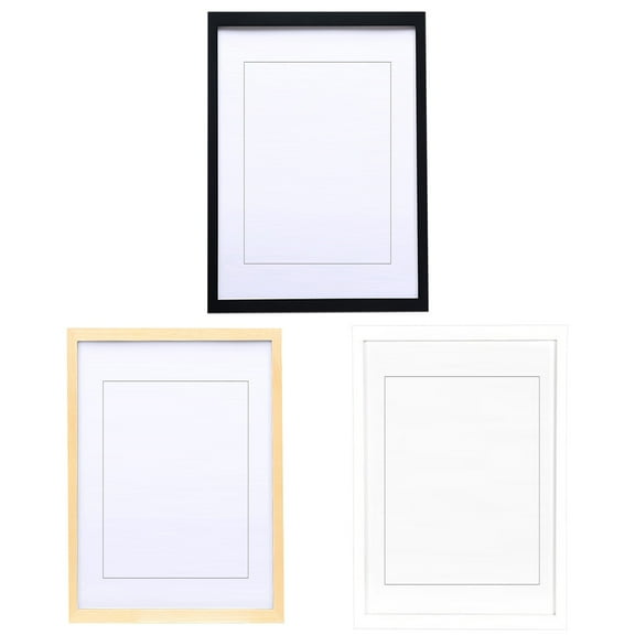 Balieda Rectangle Picture Frames, Wooden 6x8 Picture Frame 2in1 Desktop Placed Wall Hung Photo Frame with Mat for Desktop & Wall Decoration (Wood)