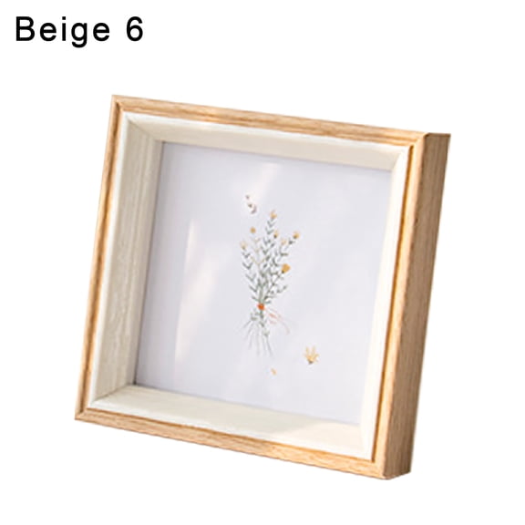 Balieda Square Picture Frames, Resin 6x6 Picture Frame Desktop Placed Art Photo Frame With Mat for Desktop Decoration (Beige)