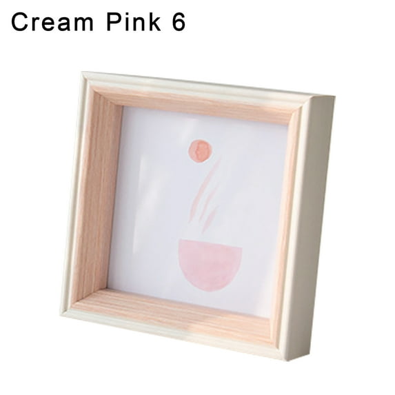 Balieda Square Picture Frames, Resin 6x6 Picture Frame Desktop Placed Art Photo Frame With Mat for Desktop Decoration (Pink)