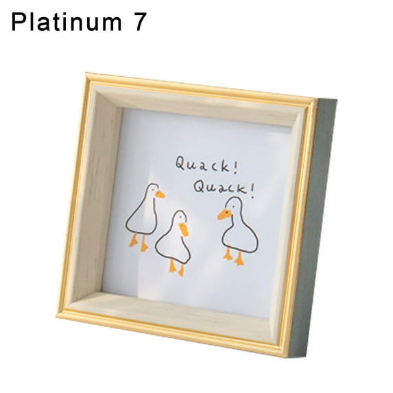 Balieda Square Picture Frames, Resin 7x7 Picture Frame Desktop Placed Art Photo Frame With Mat for Desktop Decoration (Platinum)