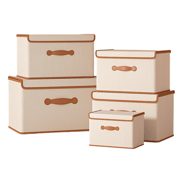 Balieda Storage Boxes with Lid, Large Blanket Quilt Pillow Organization and Storage Containers for Bedding, Comforters, Foldable Closet Organizers with Handle