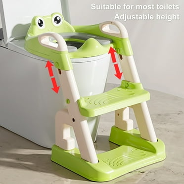 Balieda Toilet Potty Training Seat with Step Stool Ladder, Comfortable Safe Potty Seat with Soft Cushion, Height Adjustable Toilet Stool for Kids Boys Girls Toddlers