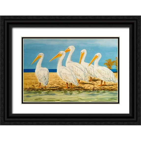 Baliko, Linda 14x11 Black Ornate Wood Framed with Double Matting Museum Art Print Titled - Coastal Flock I