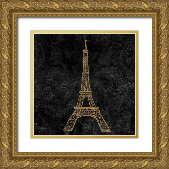 Baliko, Linda 26x26 Gold Ornate Wood Framed with Double Matting Museum Art Print Titled - Elegant Paris Gold III