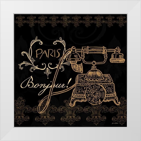 Baliko, Linda 26x26 White Modern Wood Framed Museum Art Print Titled - Elegant Paris Gold Square Border I