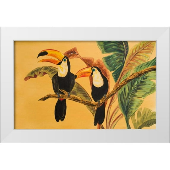 Baliko, Linda 32x22 White Modern Wood Framed Museum Art Print Titled - Toucans I