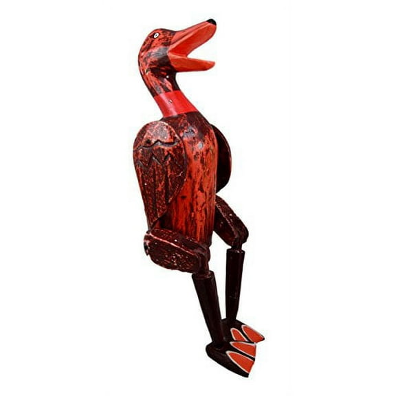 Balikraft Hand Made Wood Artisans "Bebek Wayang" Red River Duck Decorative Puppet Shelf Sitter Figurine 15"H