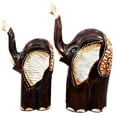 thumbnail image 1 of Balikraft Hand Made Wood Artisans "Gajah Raja" Javanese Abstract Elephant Desktop Figurine Set 10"H, 1 of 3