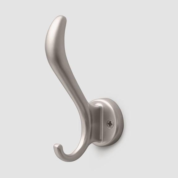 Balin Designs Cove Wall Hook, Curved Metal Coat and Purse Hanger, Satin Nickel
