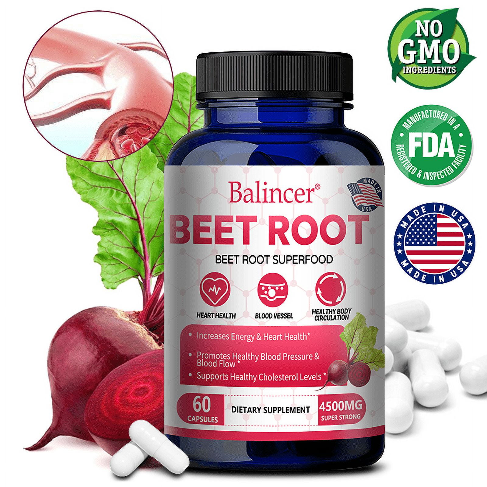 Balincer Beetroot Capsules supports heart and blood vessel health, supports blood pressure and