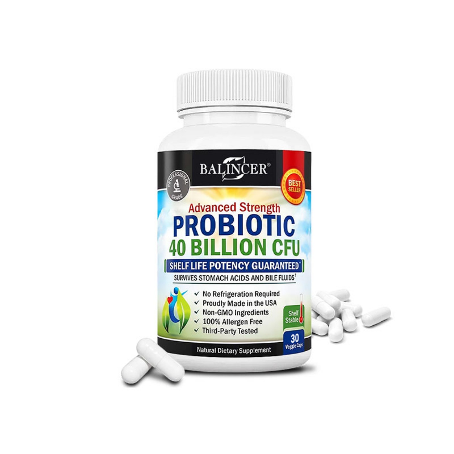Balincer Daily Probiotic Supplement with 40 Billion CFU Gut Health