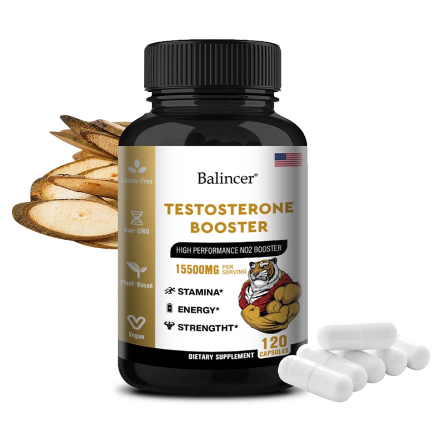 Balincer Men's Testosterone Booster with Ginseng Supports Increased