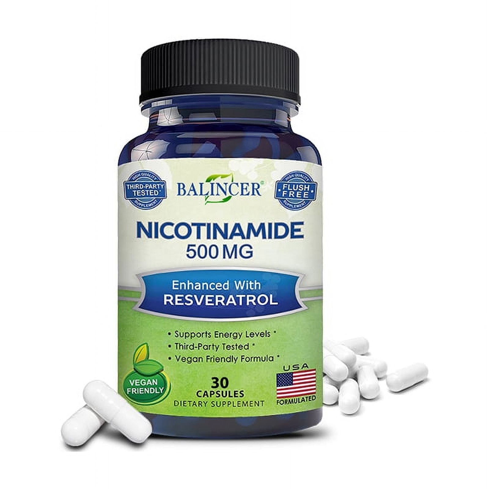 Balincer Niacinamide & Resveratrol Vitamin B3 500 mg Supplement