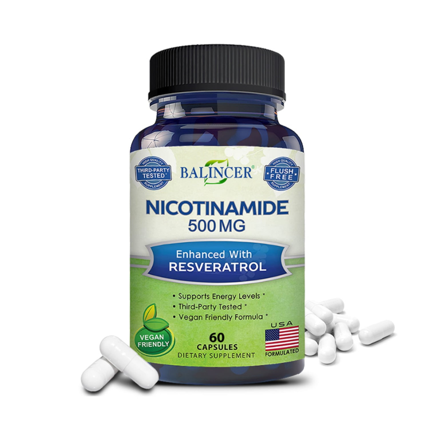 Balincer Niacinamide with Resveratrol Vitamin B3 500 mg Promotes