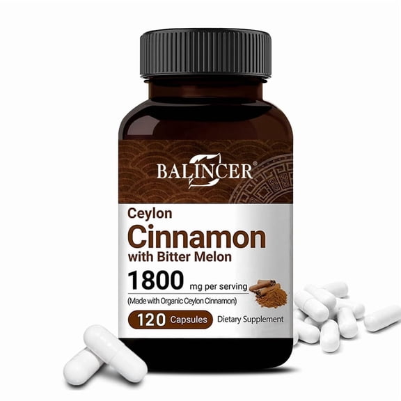 Balincer Organic Ceylon Cinnamon Supplement, 120 Capsules, Supports Metabolic Wellness & Antioxidant Health