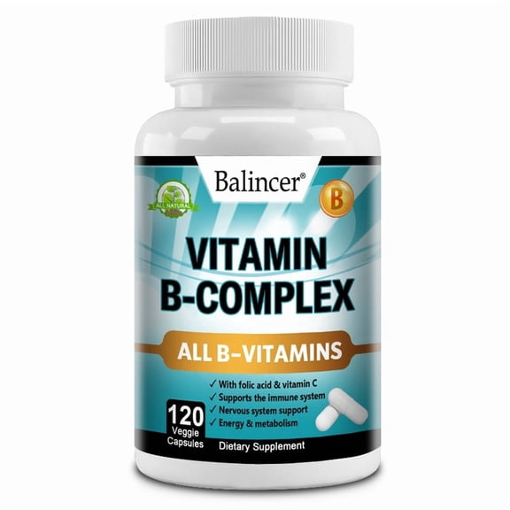 Balincer Vitamin B-Complex Supplement, 120 Veggie Capsules, Supports Energy, Nervous System & Immune Health