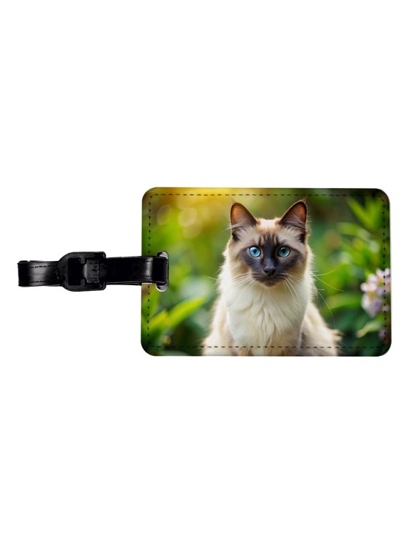 Balinese Cat Photo Faux Leather Travel Luggage Tag