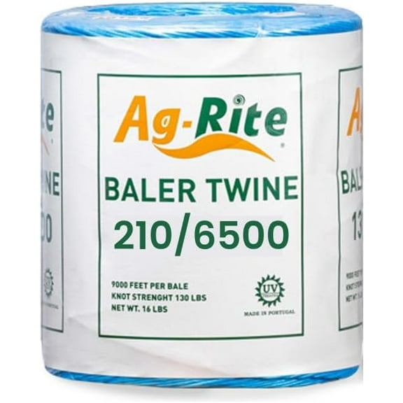 Baling Twine, Polypropylene, 210 lb Knot Strength, 6,500 Ft Length, Single Spool  Heavy-Duty Crop Baling & Commercial Bundling Twine  Weather & UV Resistant, Blue, European Made