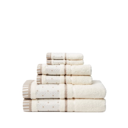Balio 6-Piece 100% Cotton Bath Hand Wash Towel Set in Crème