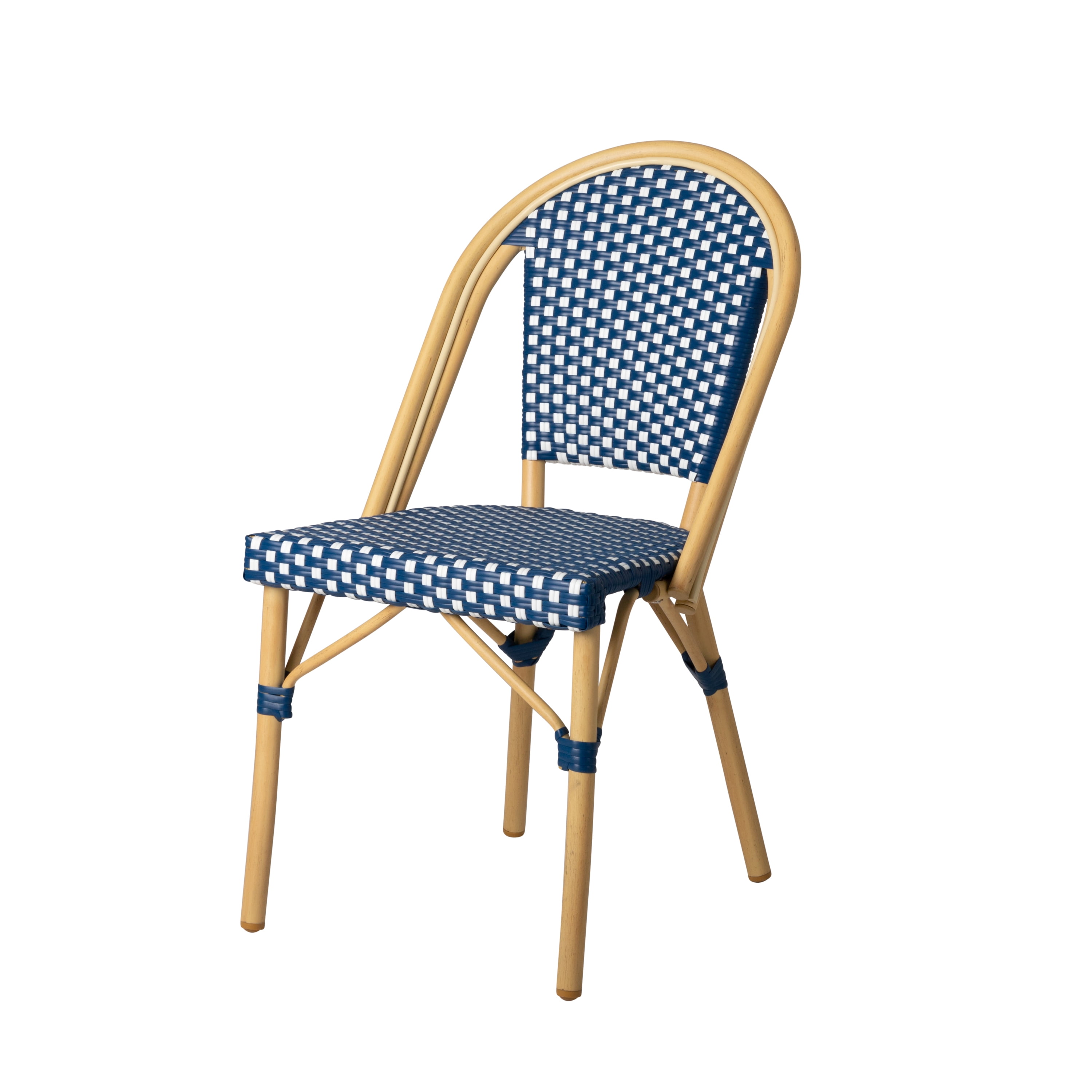 Arles Blue and Beige Wicker Bistro Dining Chair Set