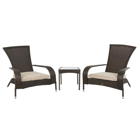 Balkene Home Coconino Wicker Conversation Set Lightweight & Adirondack Style Chairs, Wicker Includes Khaki Cushions - Mocha