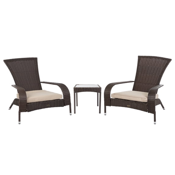 Balkene Home Coconino Wicker Conversation Set Lightweight & Adirondack Style Chairs, Wicker Includes Khaki Cushions - Mocha
