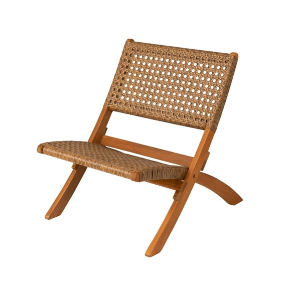 Balkene Home Sava Indoor Outdoor Folding Chair, Portable Seating Acacia Wood Woven Seat - Tan Webbing