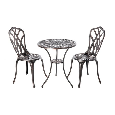 Patio Sense - Theon Outdoor Cast Aluminum 3-Piece Bistro Set - Antique Bronze
