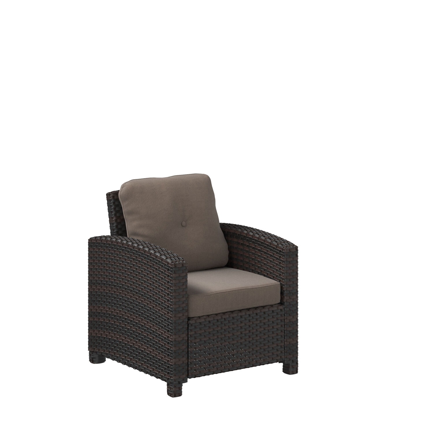 Mocha Wicker Outdoor Club Chair with Khaki Cushions