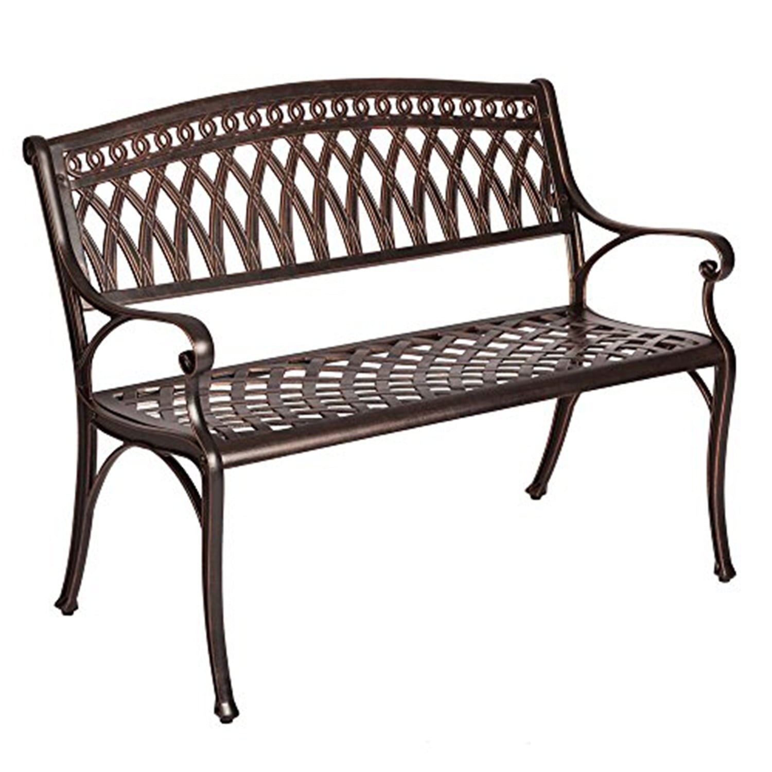 Simone 40" Antique Bronze Cast Aluminum Patio Bench