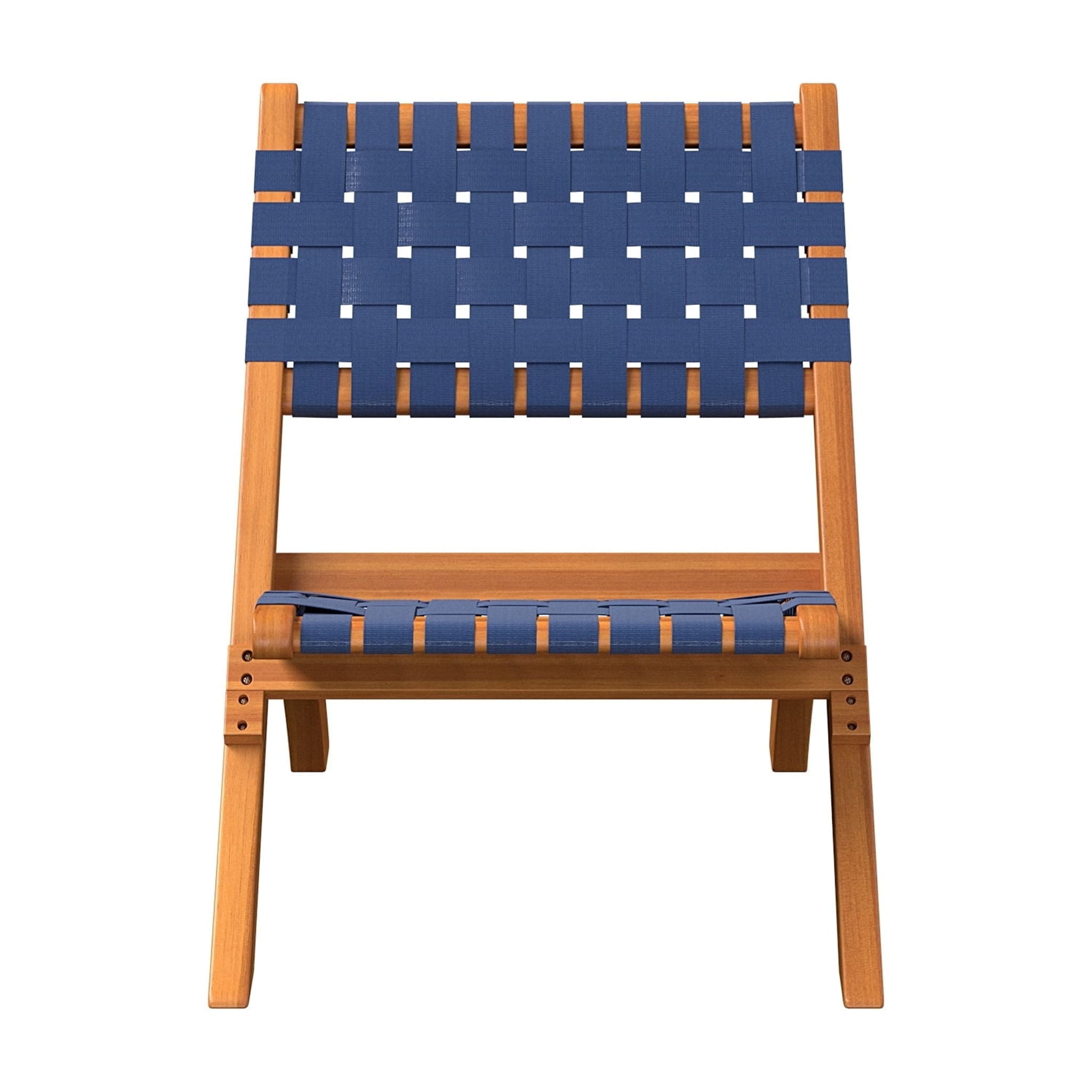 Navy Blue Woven Acacia Wood Folding Chair