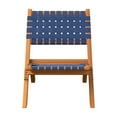 thumbnail interactive-video image 1 of Balkene home Sava Folding Chair Low Slung Seating Solid Acacia Wood Woven Backseat, Navy Blue Webbing, 1 of 12