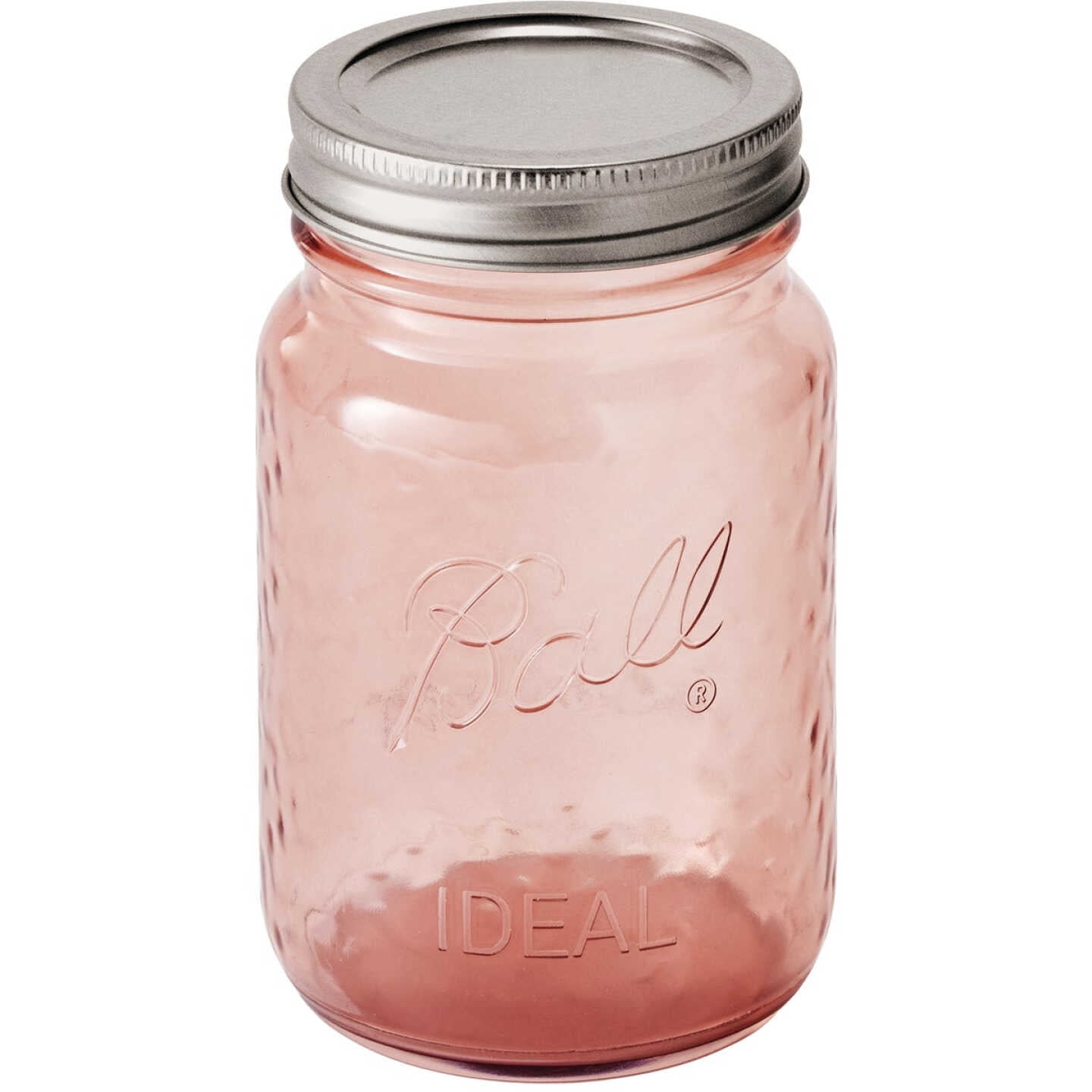 Set of 4 Pink Glass Mason Jars with Lids