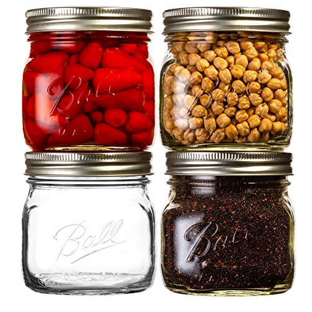 Ball 16 oz Collection Elite Wide Mouth Glass Mason Jars Bundle with Non